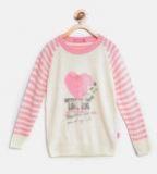 Wingsfield Cream Coloured Printed Sweater Girls