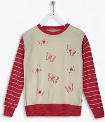 Wingsfield Cream Printed Sweater girls