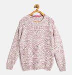 Wingsfield Lavender & Off White Embellished Pullover Girls