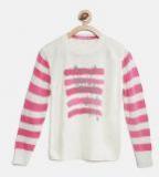 Wingsfield Off White & Pink Printed Pullover Girls