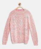 Wingsfield Pink Self Design Pullover Girls