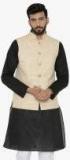 Wintage Beige Woven Design Ethnic Jacket Men