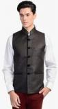 Wintage Black Solid Waistcoat Men