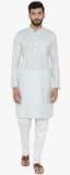 Wintage Blue Self Design Kurta Pyjama Men