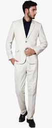 Wintage Off White Solid Suit Men