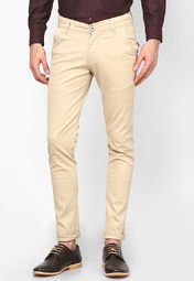 Wintage Solid Beige Chinos Men