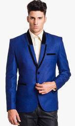 Wintage Solid Blue Blazer Men