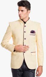 Wintage Solid Cream Blazer Men