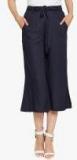 Wisstler Navy Blue Solid Regular Fit Trousers Women