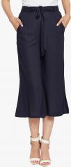 Wisstler Navy Blue Solid Regular Fit Trousers women