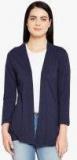 Wisstler Navy Blue Solid Shrug Women