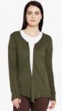 Wisstler Olive Self Design Shrug Women