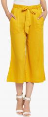 Wisstler Yellow Solid Regular Fit Trousers women