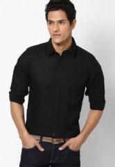 Wrangler Black Casual Linen Shirt men