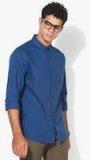 Wrangler Blue Slim Fit Solid Casual Shirt Men