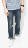 Wrangler Blue Washed Low Rise Regular Fit Jeans Men