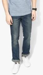 Wrangler Blue Washed Low Rise Regular Fit Jeans men