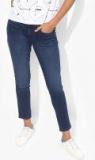 Wrangler Blue Washed Low Rise Slim Fit Jeans Women