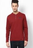 Wrangler Maroon Henley T Shirt Men