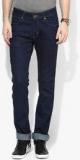 Wrangler Navy Blue Solid Mid Rise Slim Fit Jeans men