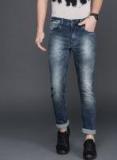 Wrogn Blue Skinny Fit Mid Rise Clean Look Stretchable Jeans Men