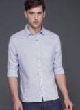 Wrogn Blue Slim Fit Solid Casual Shirt Men