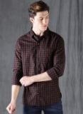 Wrogn Brown Checked Casual Shirt Men