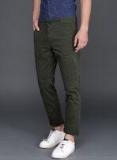 Wrogn Charcoal Grey Slim Fit Solid Regular Trousers Men