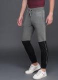 Wrogn Grey & Black Slim Fit Joggers Men