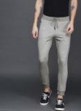 Wrogn Grey Melange Solid Joggers Men