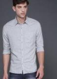 Wrogn Grey Slim Fit Solid Casual Shirt Men