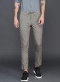 Wrogn Grey Slim Fit Solid Regular Trousers Men