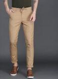 Wrogn Khaki Coloured Slim Fit Solid Chinos Men