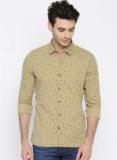 Wrogn Khaki Printed Slim Fit Casual Shirt Men