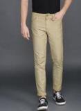 Wrogn Khaki Solid Slim Fit Chinos Trouser Men