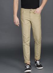 Wrogn Khaki Solid Slim Fit Chinos Trouser men