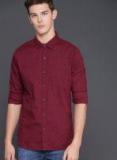 Wrogn Maroon Slim Fit Printed Casual Shirt Men