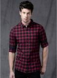 Wrogn Navy & Red Slim Fit Checked Casual Shirt Men