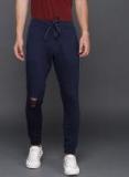 Wrogn Navy Blue Straight Fit Track Pant Men