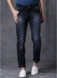 Wrogn Navy Blue Washed Low Rise Slim Fit Jeans Men