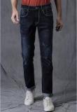 Wrogn Navy Blue Washed Slim Fit Jeans Men