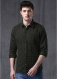 Wrogn Olive Checked Regular Fit Casual Shirt Men