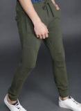 Wrogn Olive Green Regular Fit Solid Joggers Men