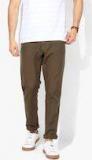 Wrogn Olive Solid Slim Fit Trouser Men