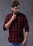 Wrogn Red Checked Slim Fit Casual Shirt Men