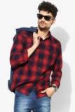 Wrogn Red Slim Fit Checked Casual Shirt Men