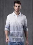 Wrogn White Checked Regular Fit Casual Shirt Men