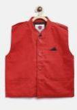 612 League Boys Red Solid Nehru Jacket