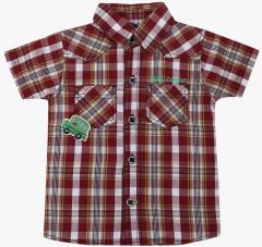 612 League Maroon Regular Fit Casual Shirt boys