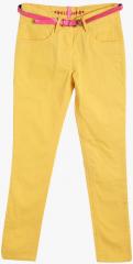 612 League Yellow Solid Regular Trouser girls